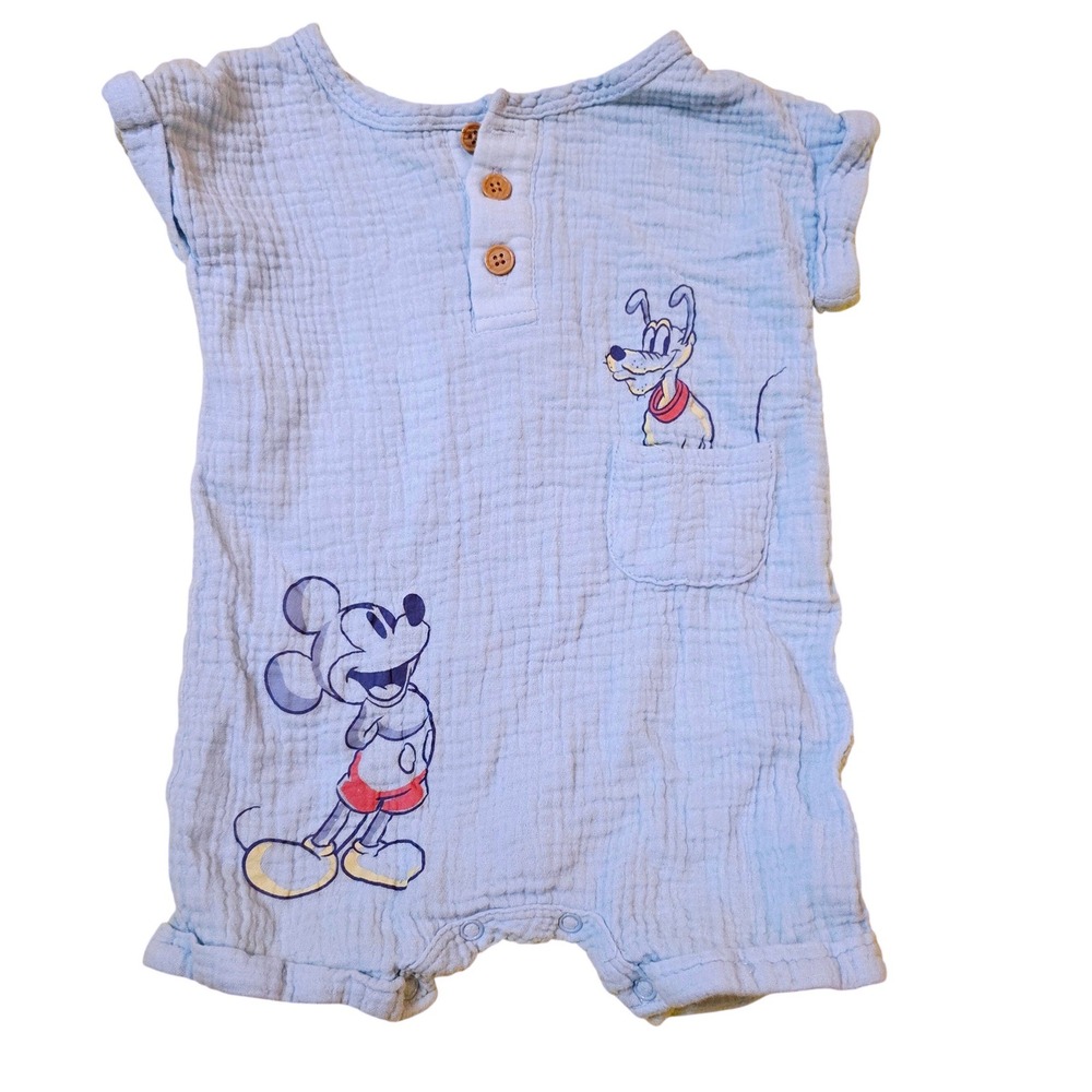 Disney Light Blue Mickey Mouse & Pluto Romper